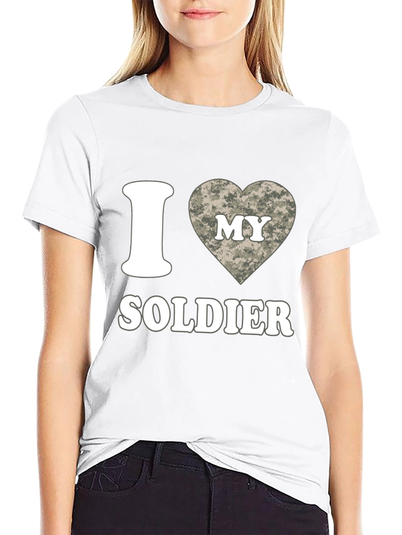I Love My Soldier Black T-Shirt Military Pride