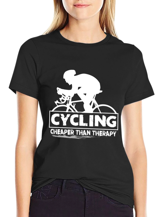 Cycling Cheaper Than Therapy Black T-Shirt