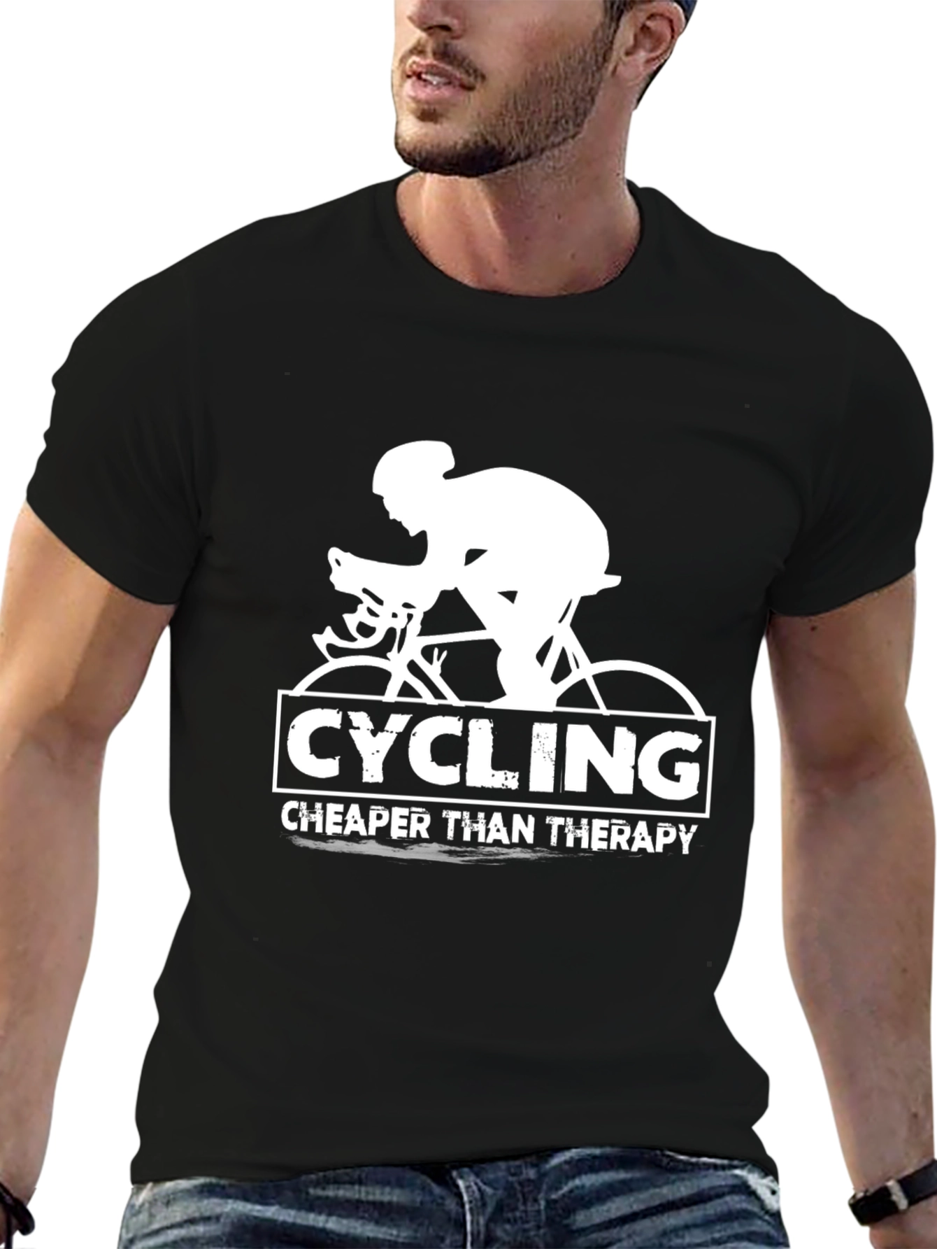 Cycling Cheaper Than Therapy Black T-Shirt