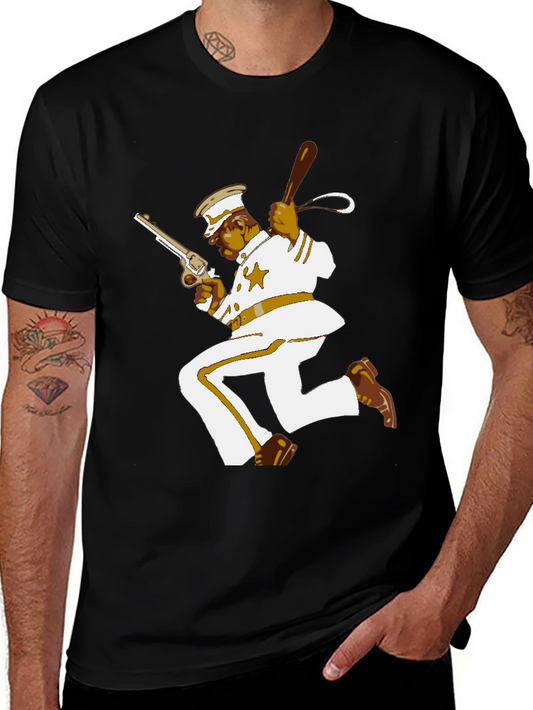 Retro Cartoon Cop T-Shirt - Classic Black Tee