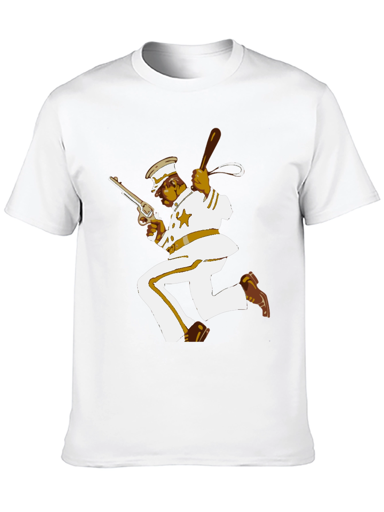 Retro Cartoon Cop T-Shirt - Classic Black Tee