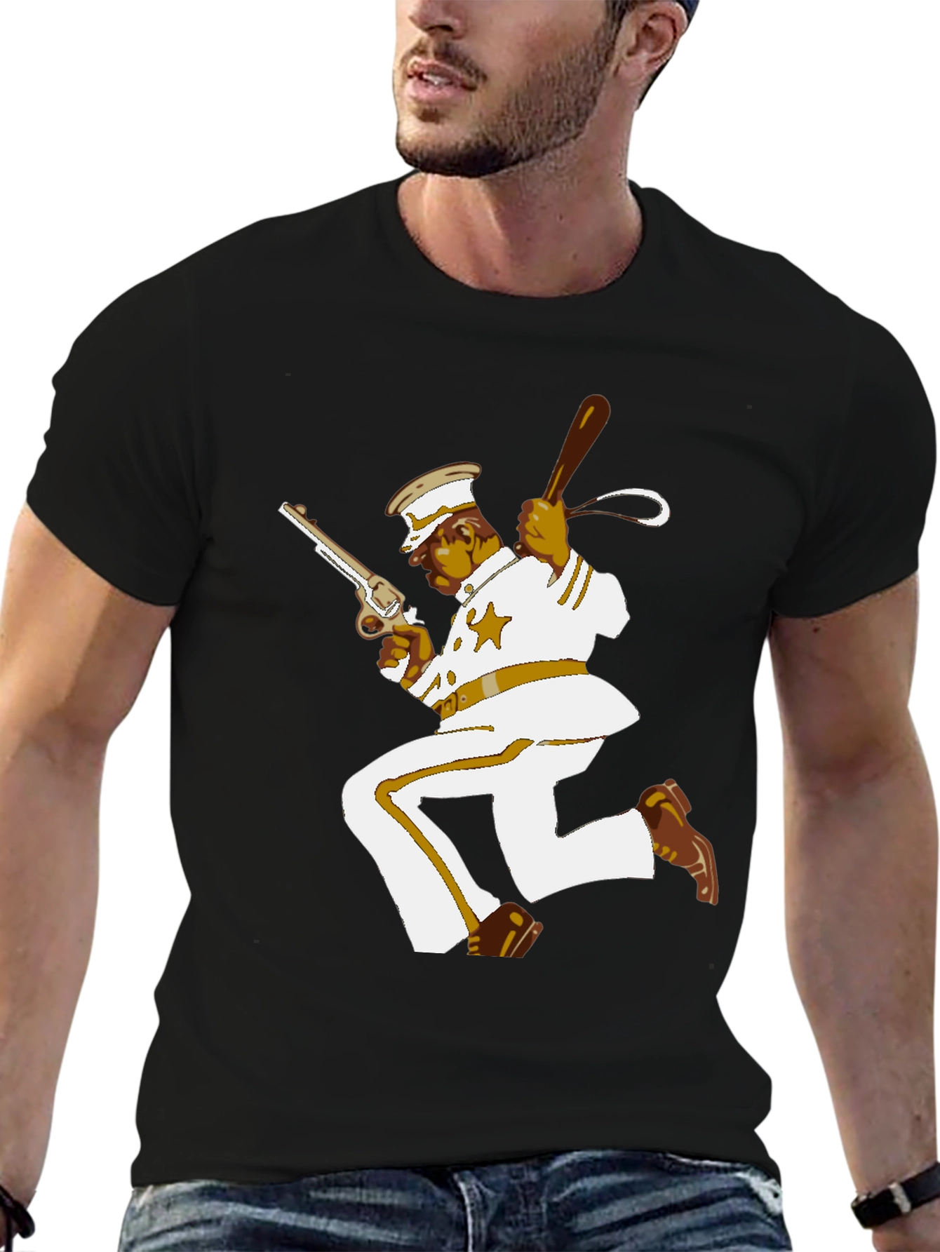 Retro Cartoon Cop T-Shirt - Classic Black Tee