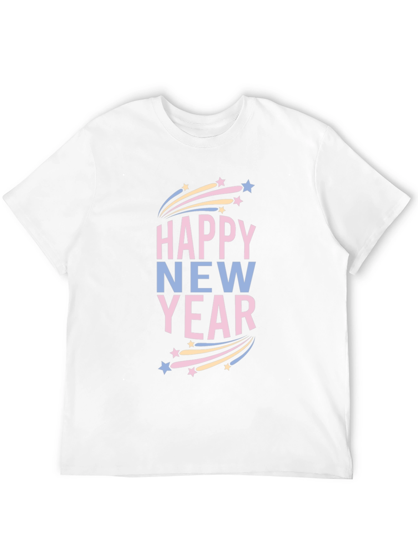 Happy New Year Graphic Print Black T-Shirt