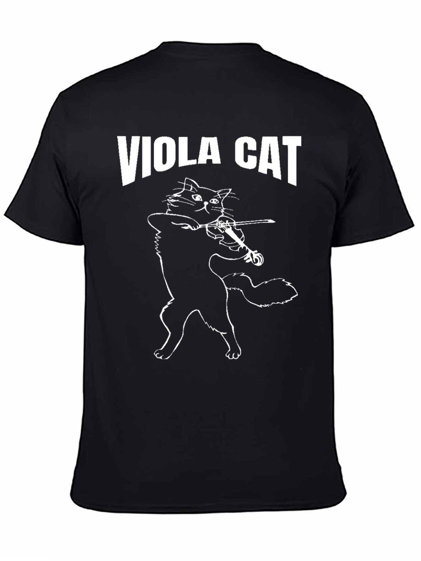 Viola Cat Graphic T-Shirt - Black Crew Neck
