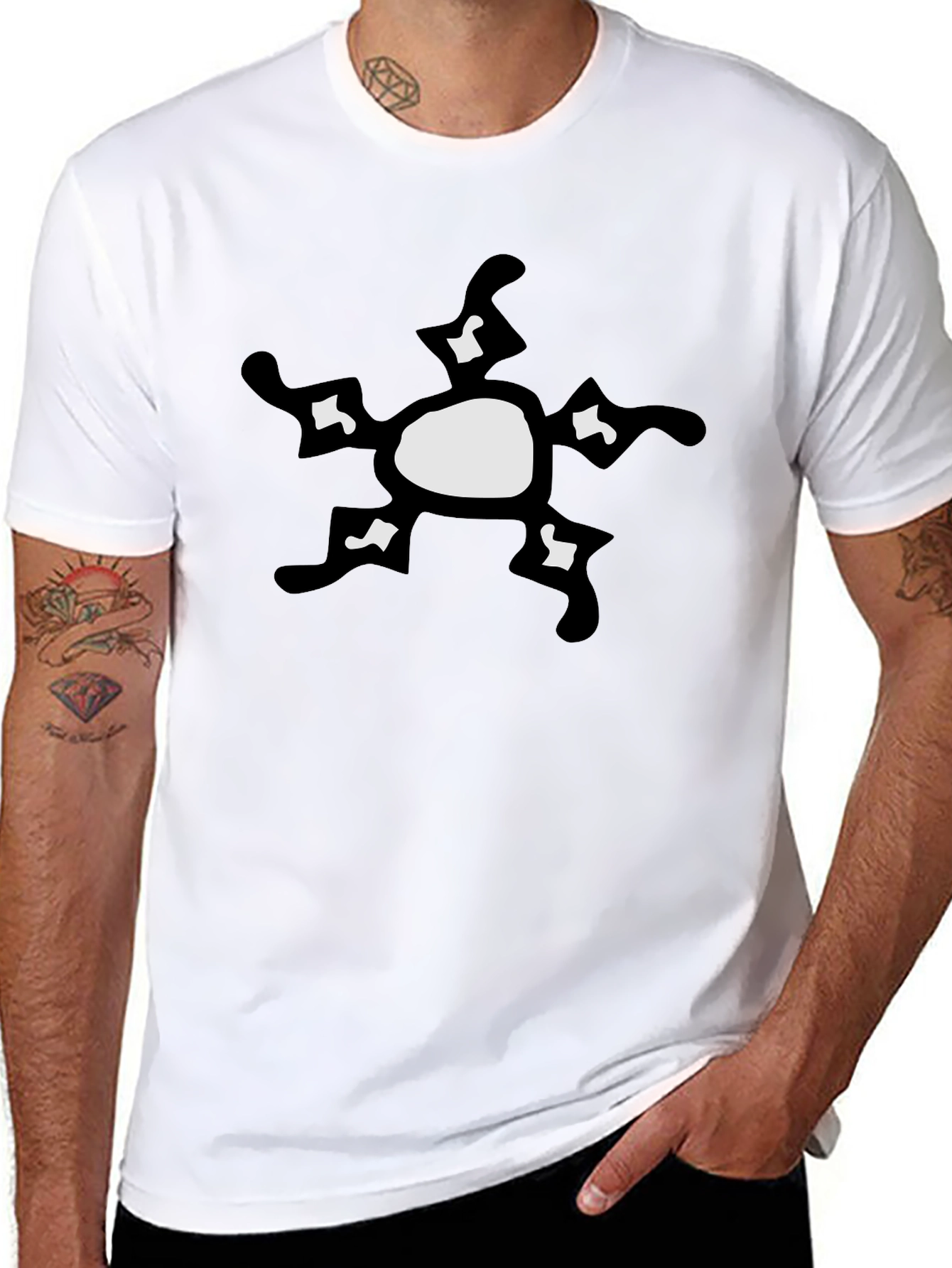 Unique Star Design Black Cotton T-Shirt