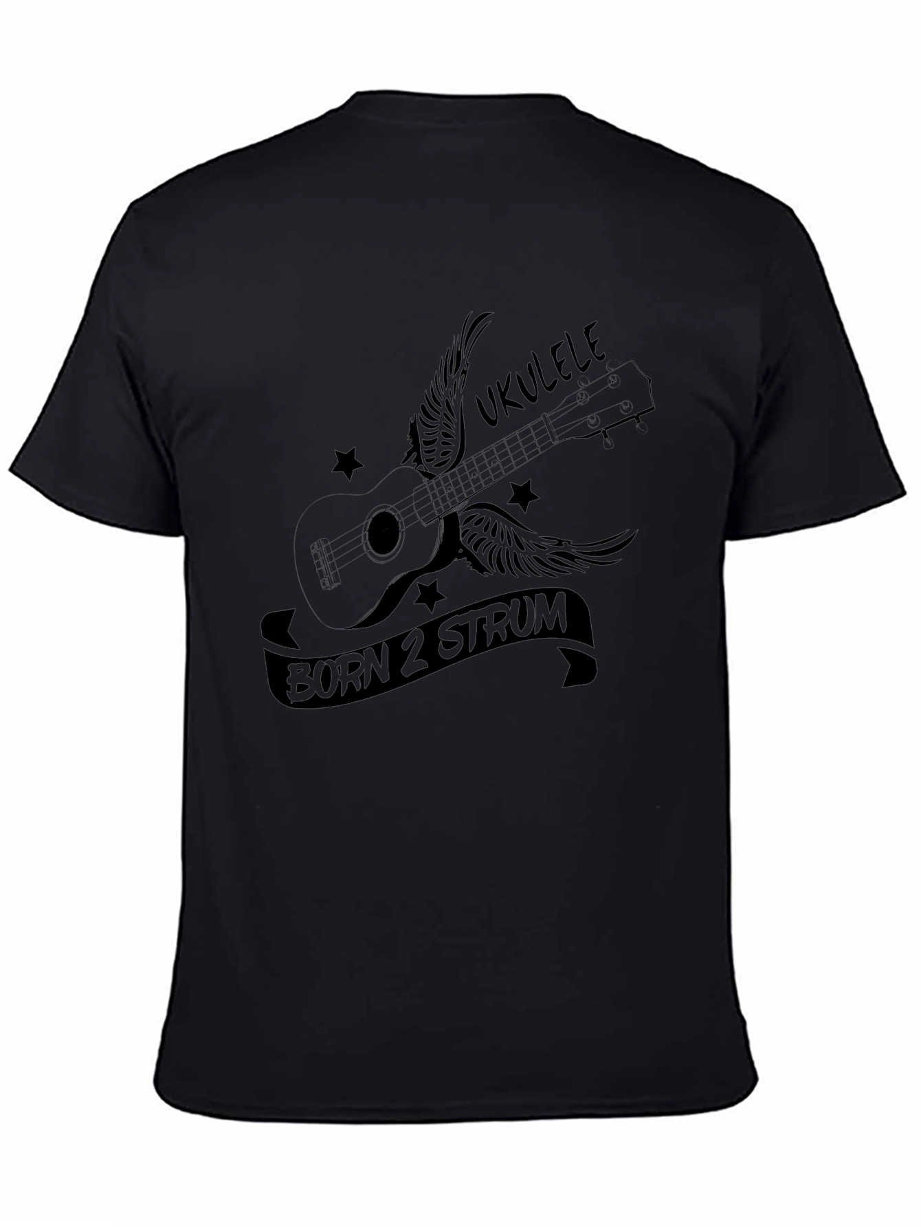 Ukulele Born 2 Strum Black Graphic Tee