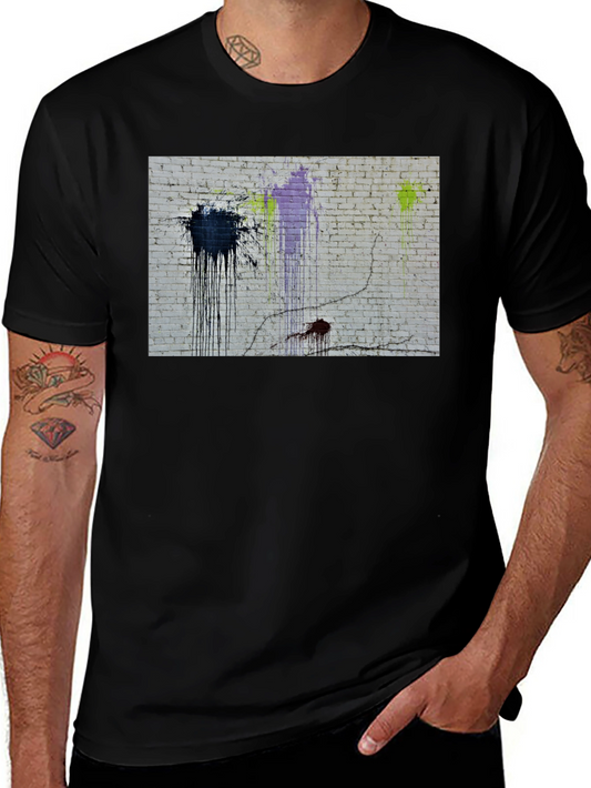 Abstract Brick Wall Graphic Tee - Black