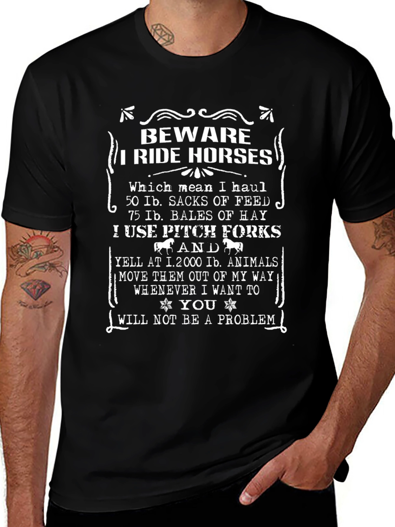 Beware I Ride Horses Graphic T-Shirt