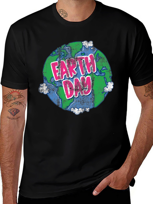 Earth Day T-Shirt - Graphic Print Black Tee