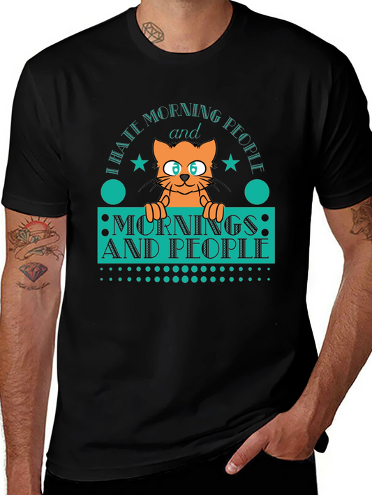 I Hate Morning People T-Shirt - Funny Cat Tee