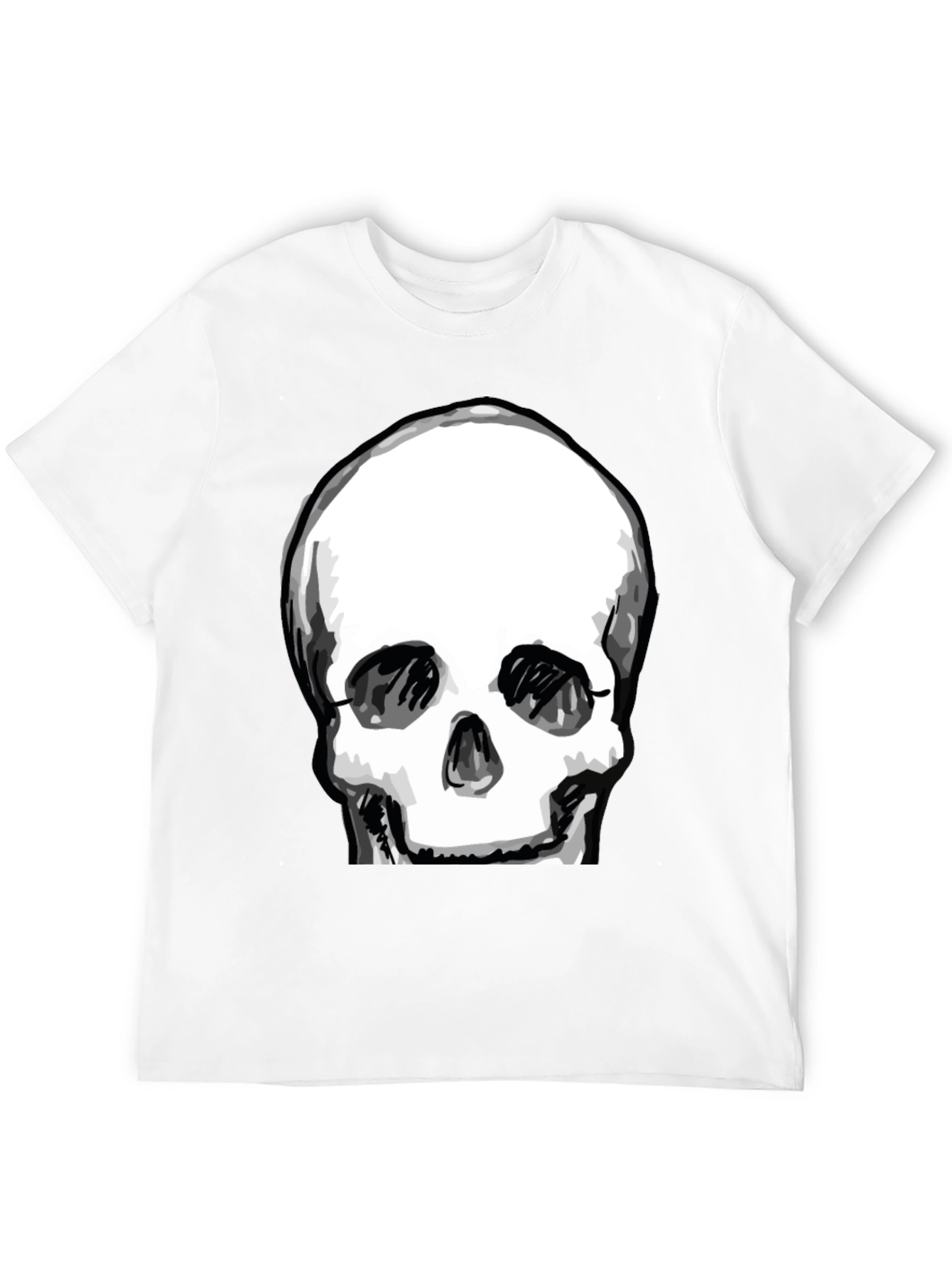 Skull Graphic Tee - Black Crew Neck Cotton T-Shirt