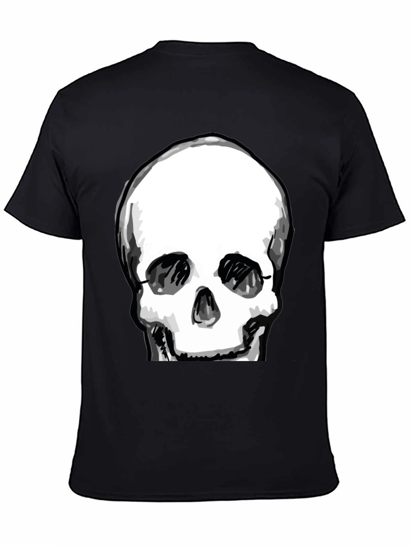 Skull Graphic Tee - Black Crew Neck Cotton T-Shirt