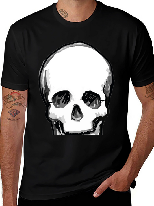 Skull Graphic Tee - Black Crew Neck Cotton T-Shirt