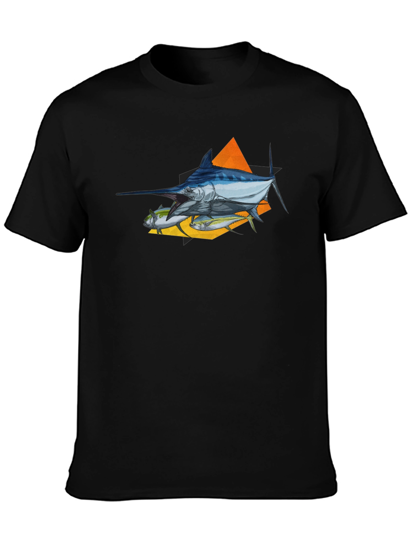Marlin Fish Graphic T-Shirt - Black Crew Neck Tee