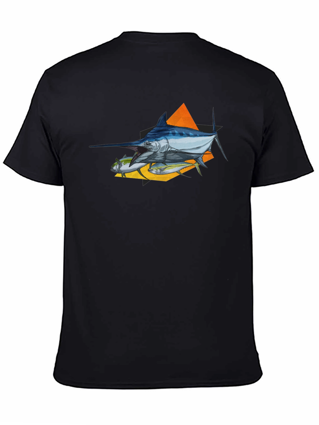 Marlin Fish Graphic T-Shirt - Black Crew Neck Tee
