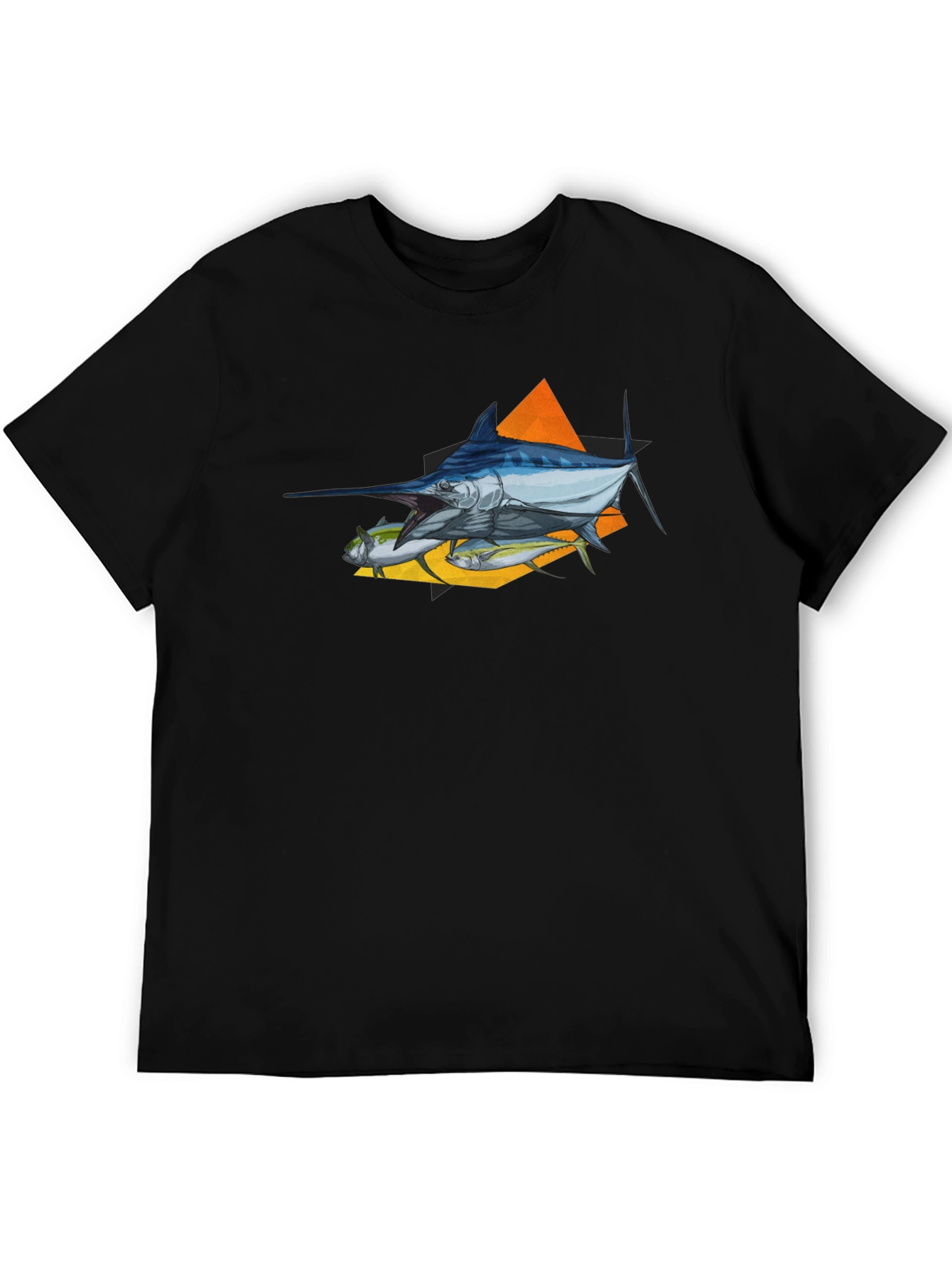 Marlin Fish Graphic T-Shirt - Black Crew Neck Tee