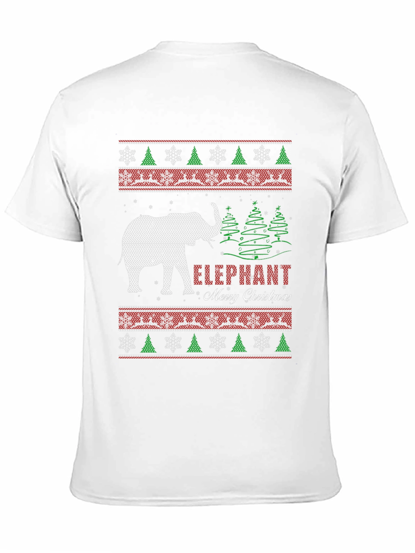 Elephant Merry Christmas Holiday Knit Pattern T-Shirt