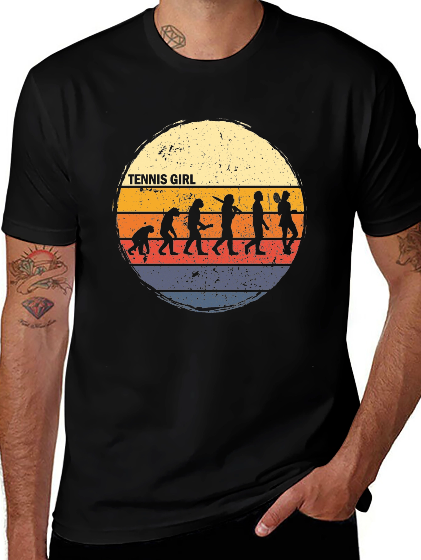Tennis Girl Evolution T-Shirt - Retro Style
