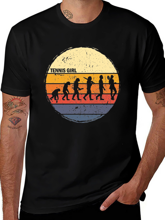 Tennis Girl Evolution T-Shirt - Retro Style