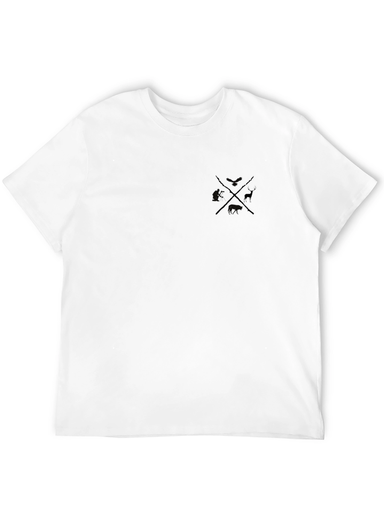 Mens Black Crew Neck T-Shirt with Hunting Graphic
