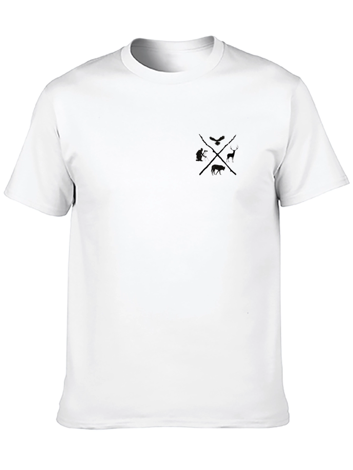 Mens Black Crew Neck T-Shirt with Hunting Graphic