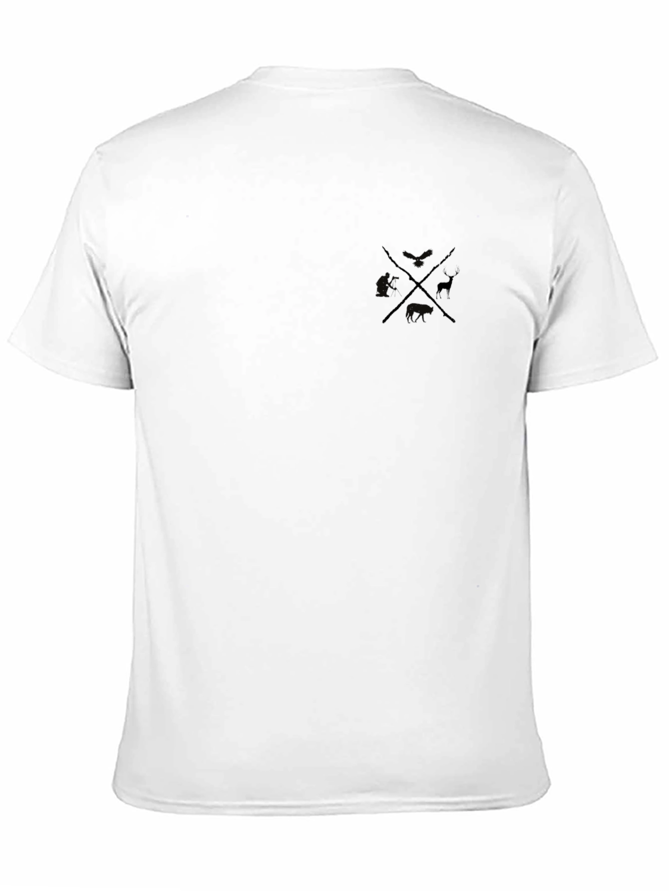 Mens Black Crew Neck T-Shirt with Hunting Graphic