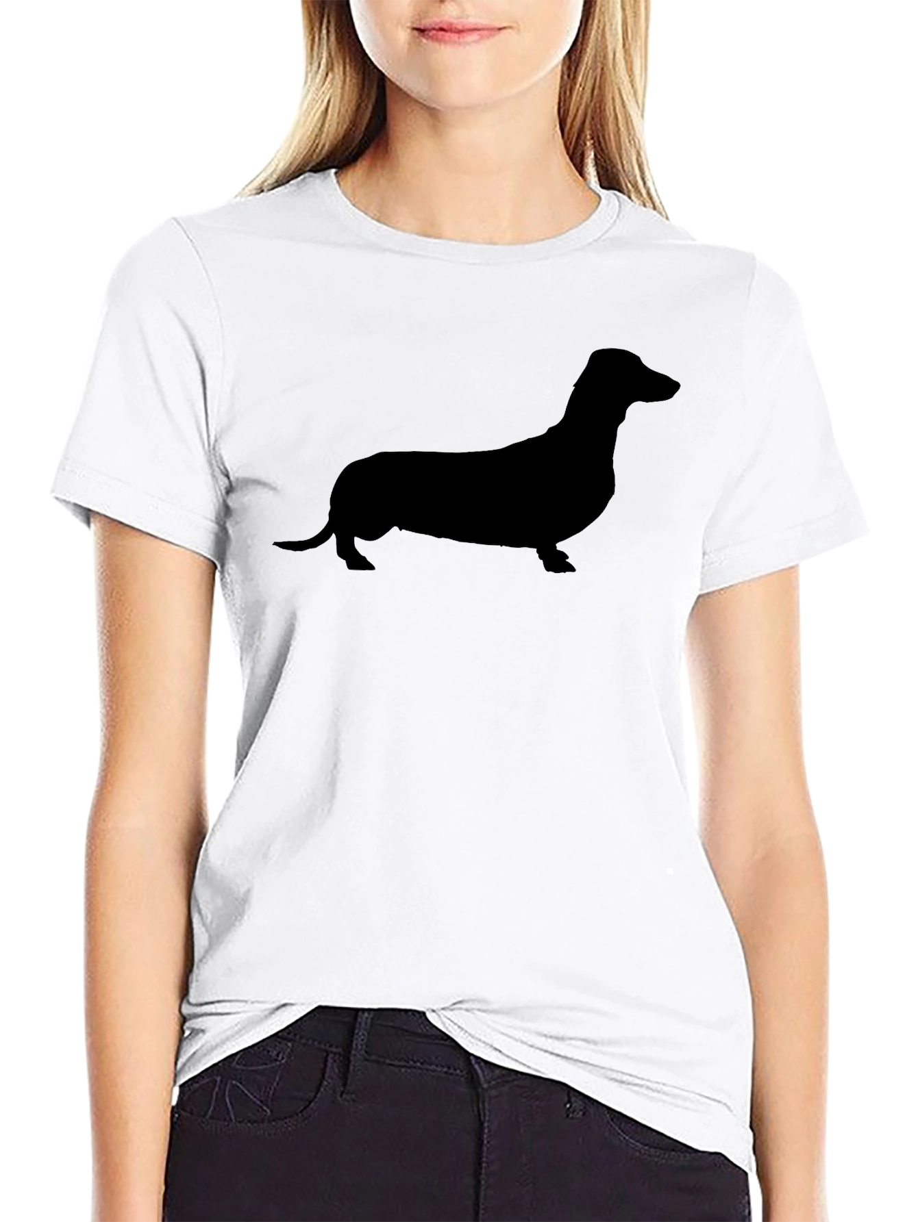Dachshund Silhouette Graphic Tee - Mens Black T-Shirt