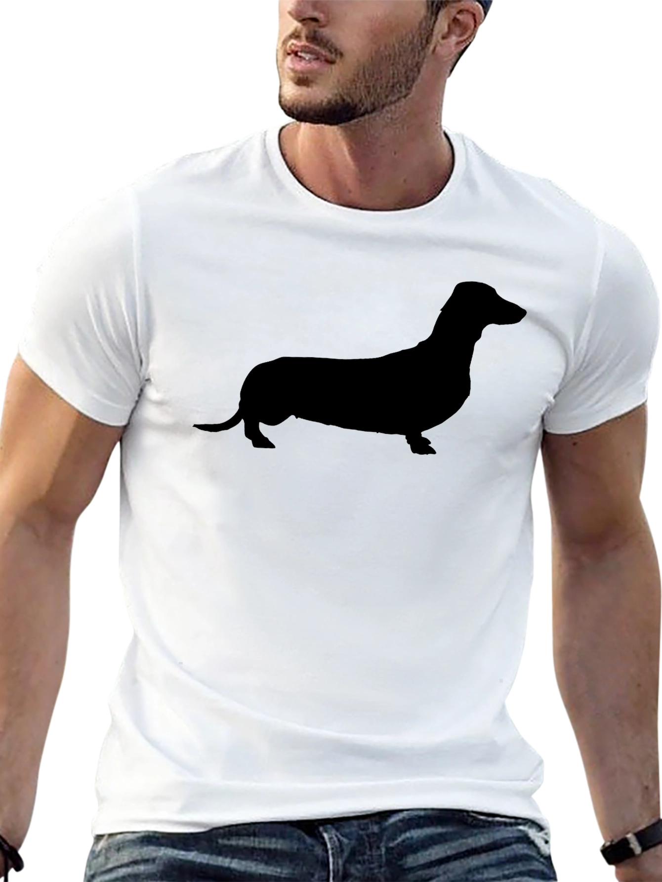 Dachshund Silhouette Graphic Tee - Mens Black T-Shirt