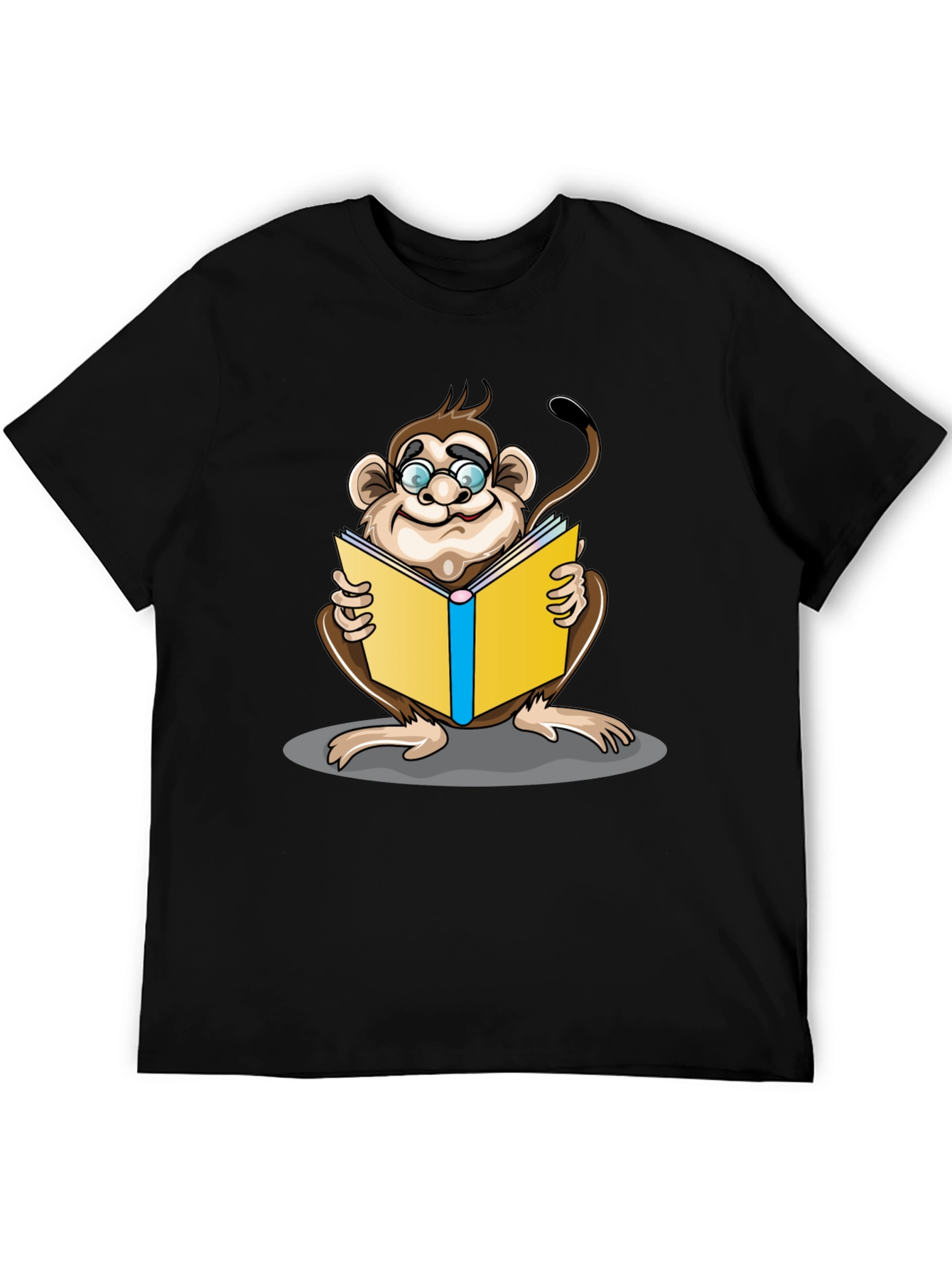 Reading Monkey Graphic T-Shirt - Black