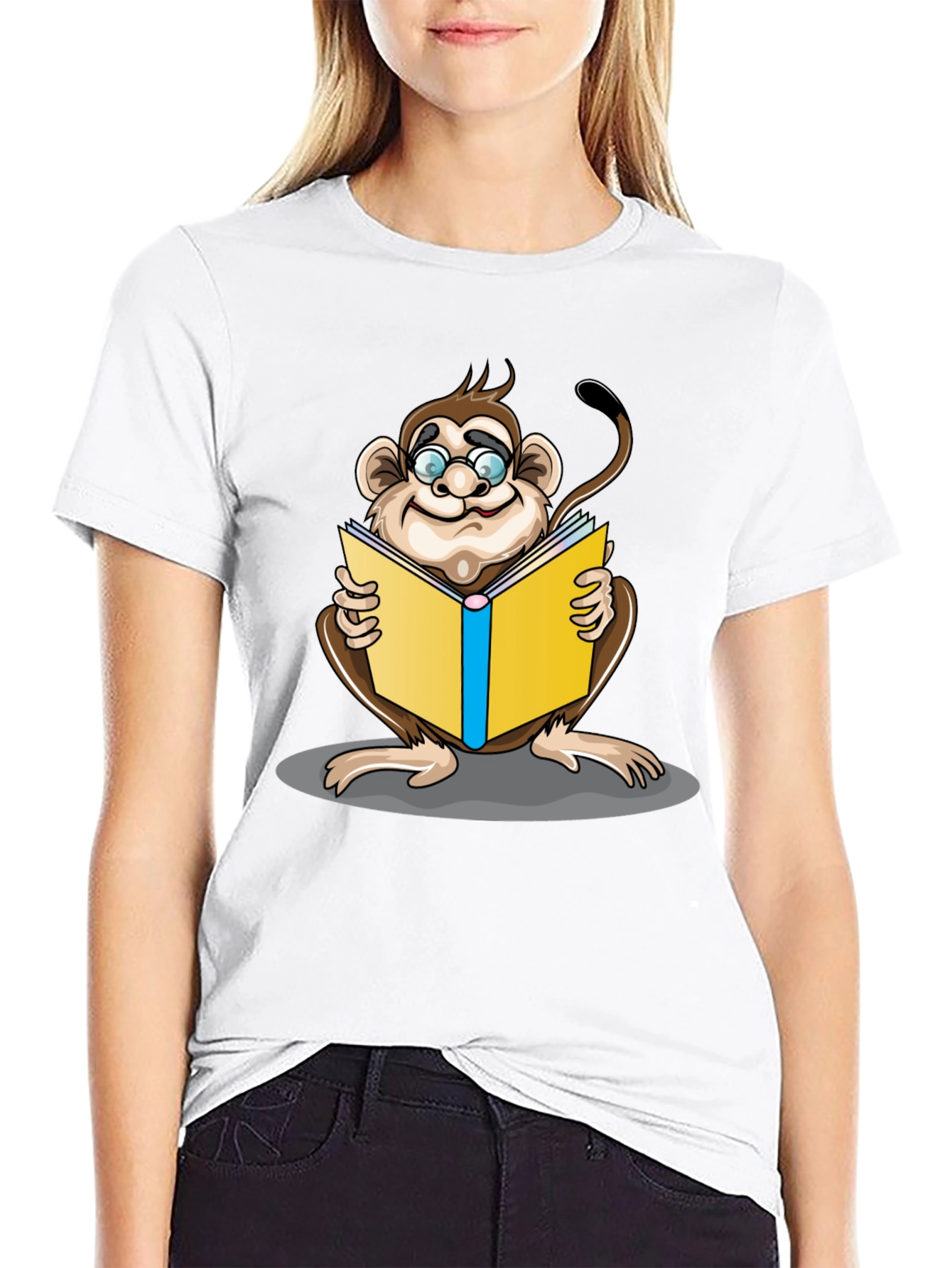 Reading Monkey Graphic T-Shirt - Black