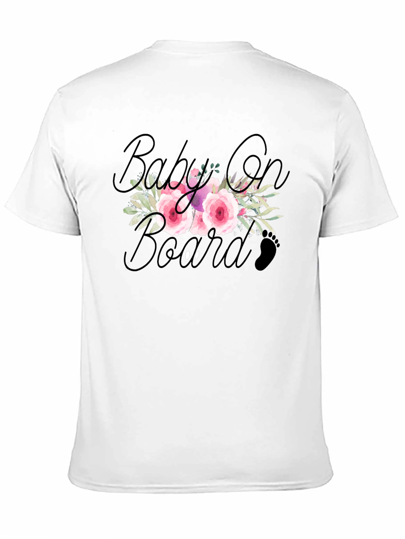Floral Baby On Board Black T-Shirt
