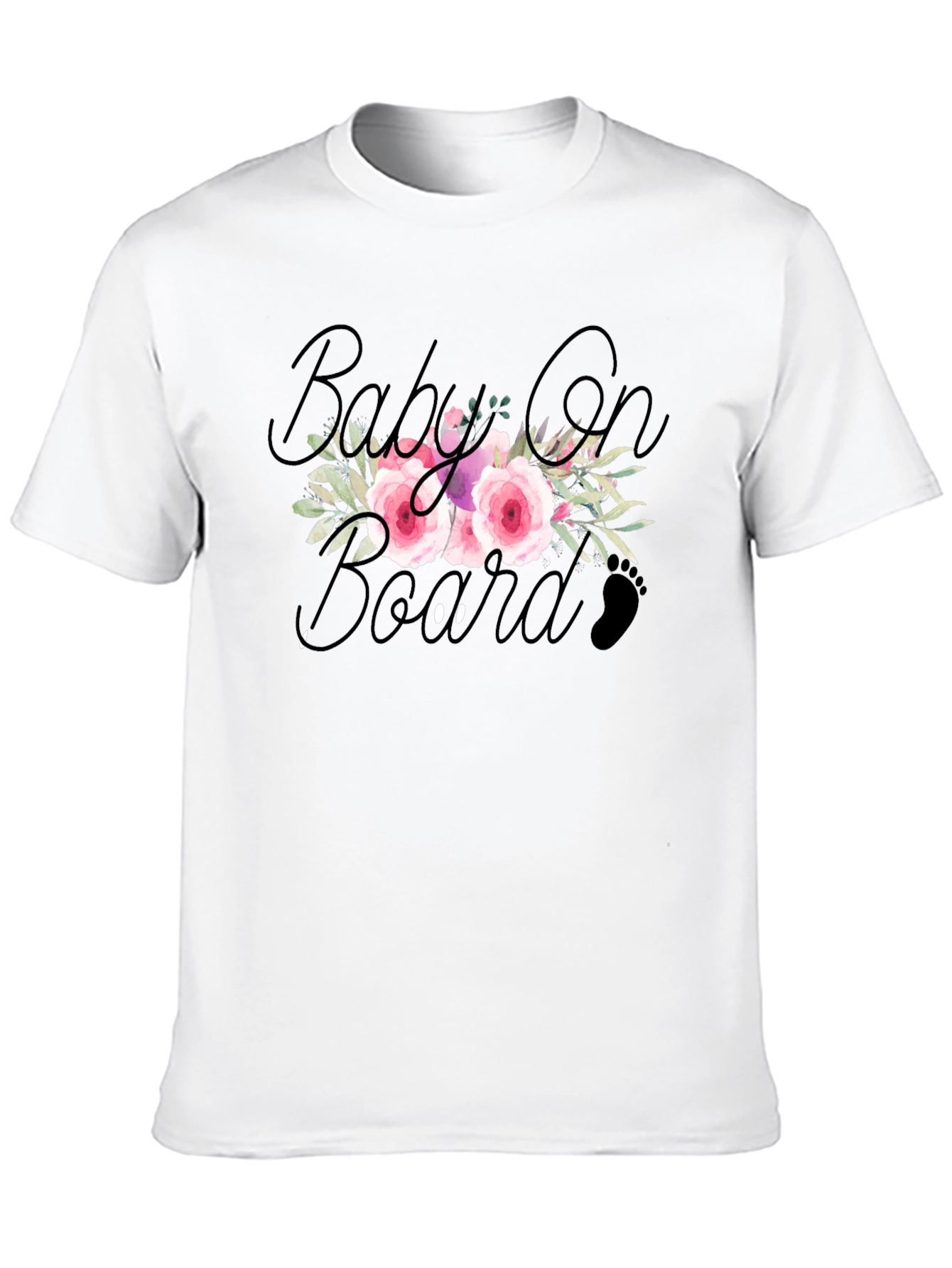 Floral Baby On Board Black T-Shirt