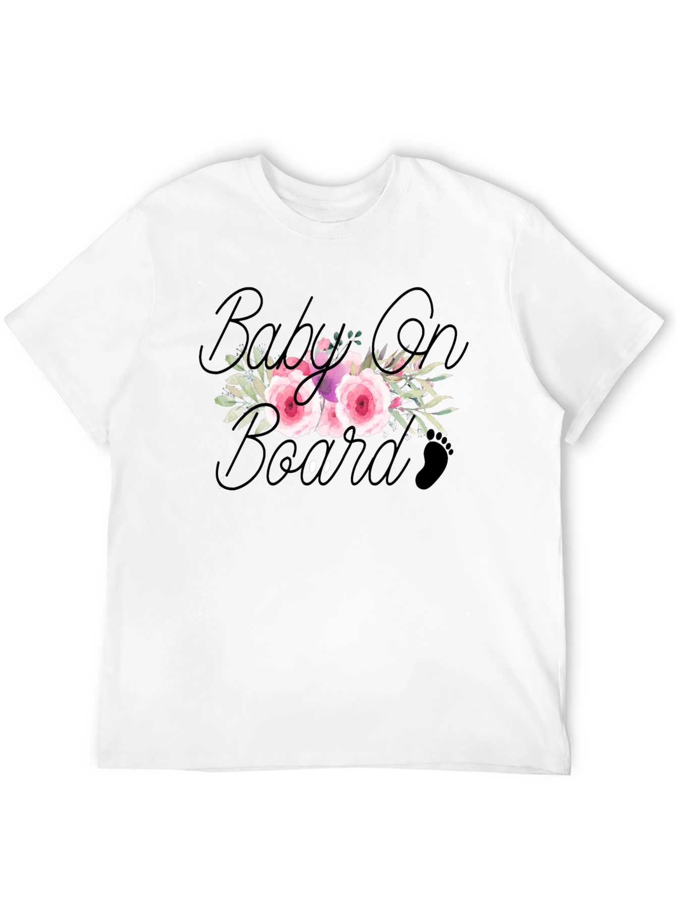 Floral Baby On Board Black T-Shirt