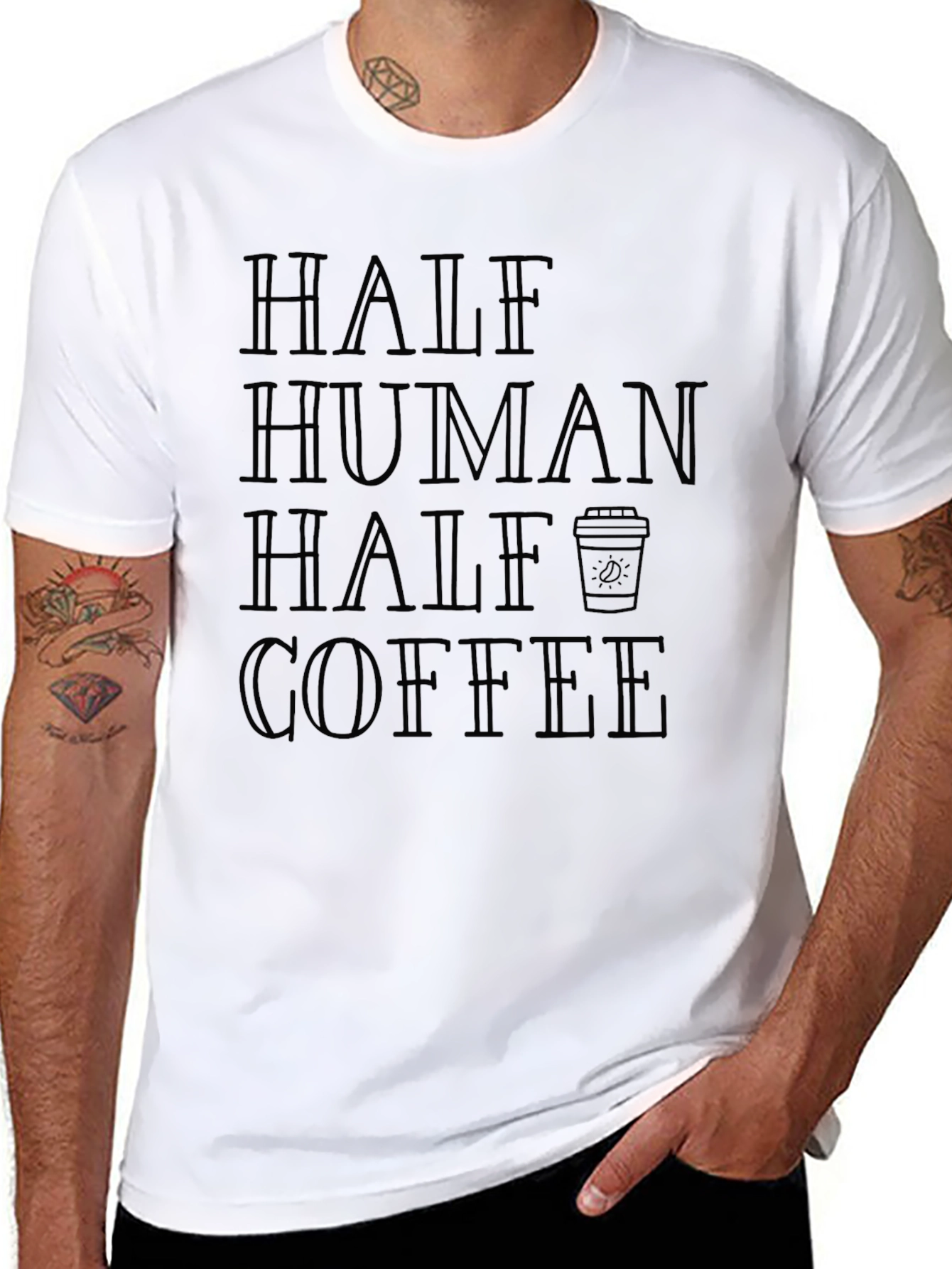 Half Human Half Coffee Graphic Tee