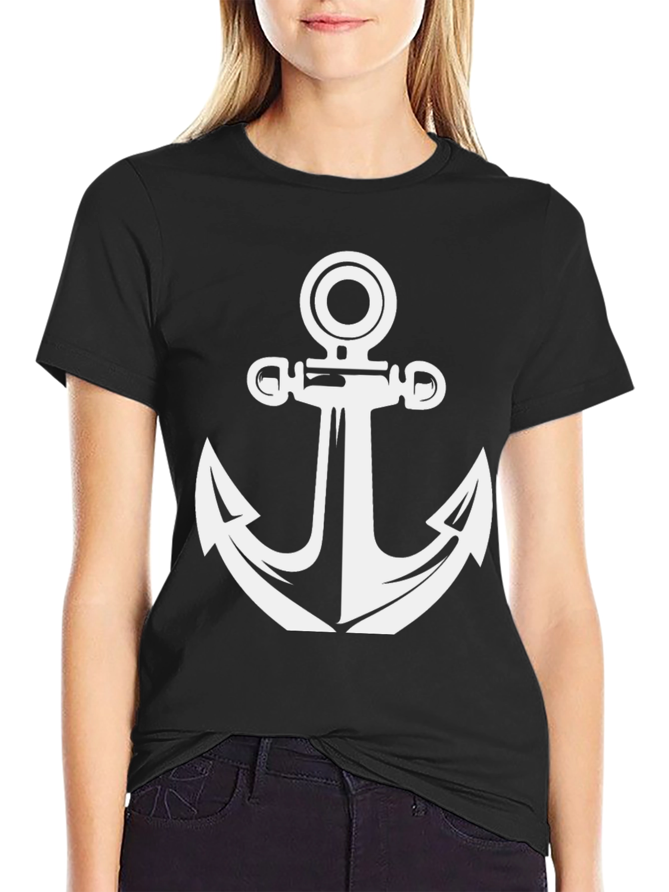 Classic Anchor Graphic Tee - Black Cotton Blend