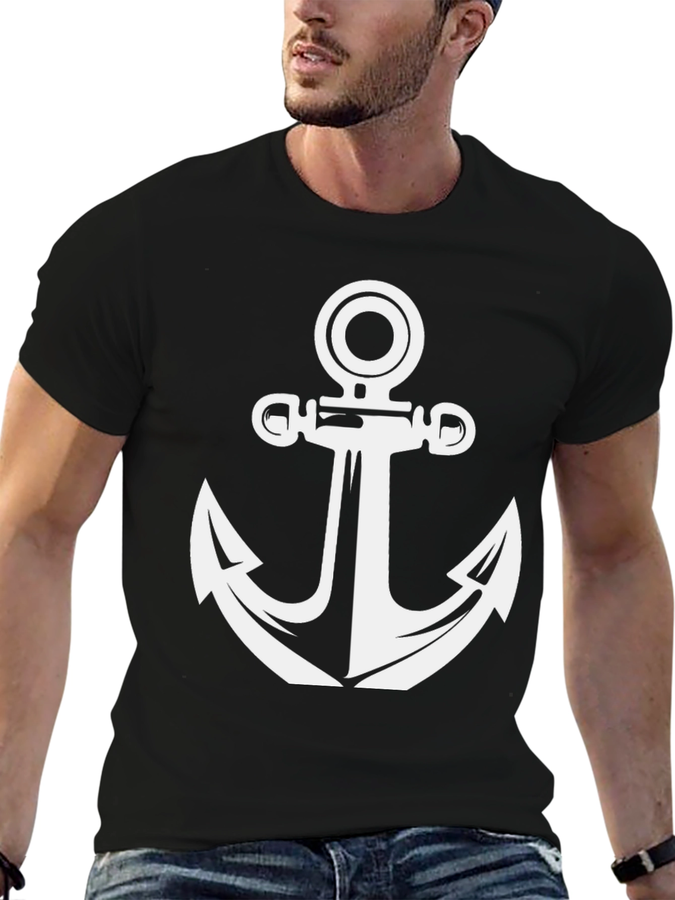 Classic Anchor Graphic Tee - Black Cotton Blend