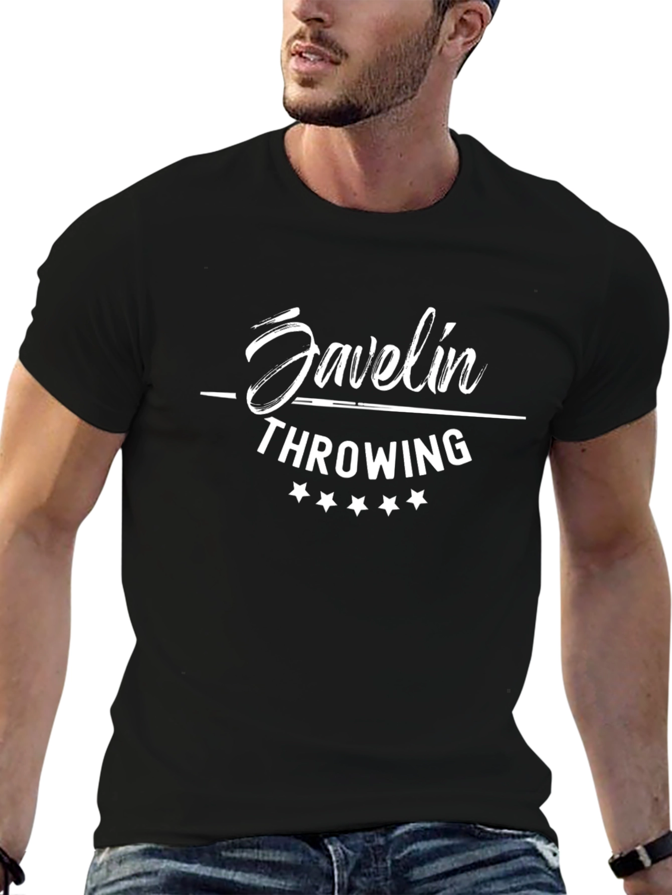 Javelin Throwing Black Graphic Tee