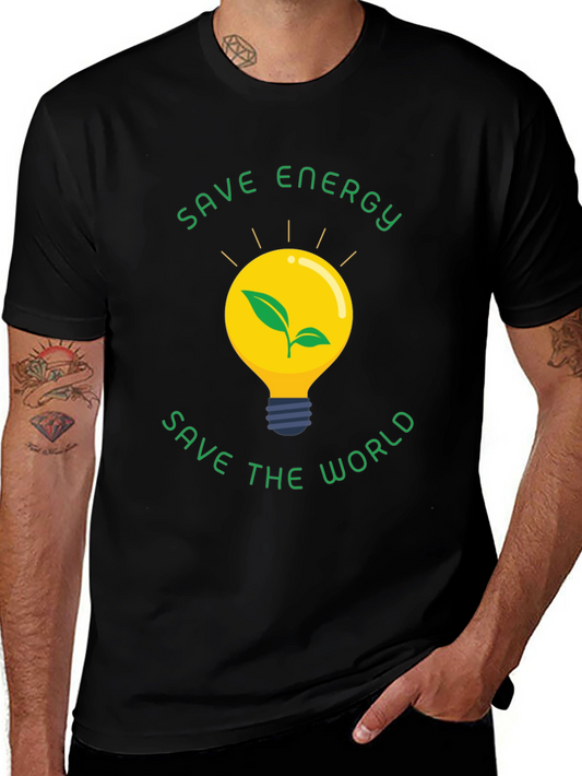 Eco-Friendly Save Energy Save the World Black T-Shirt