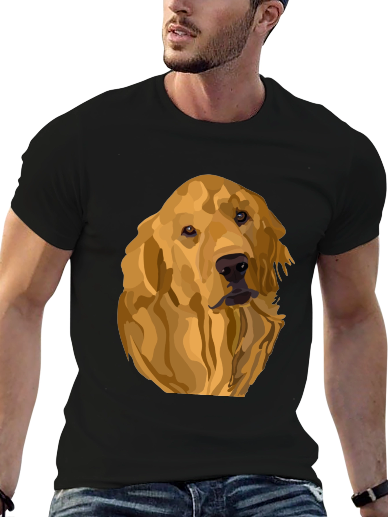 Golden Retriever Dog Graphic Tee - Unisex Black T-Shirt
