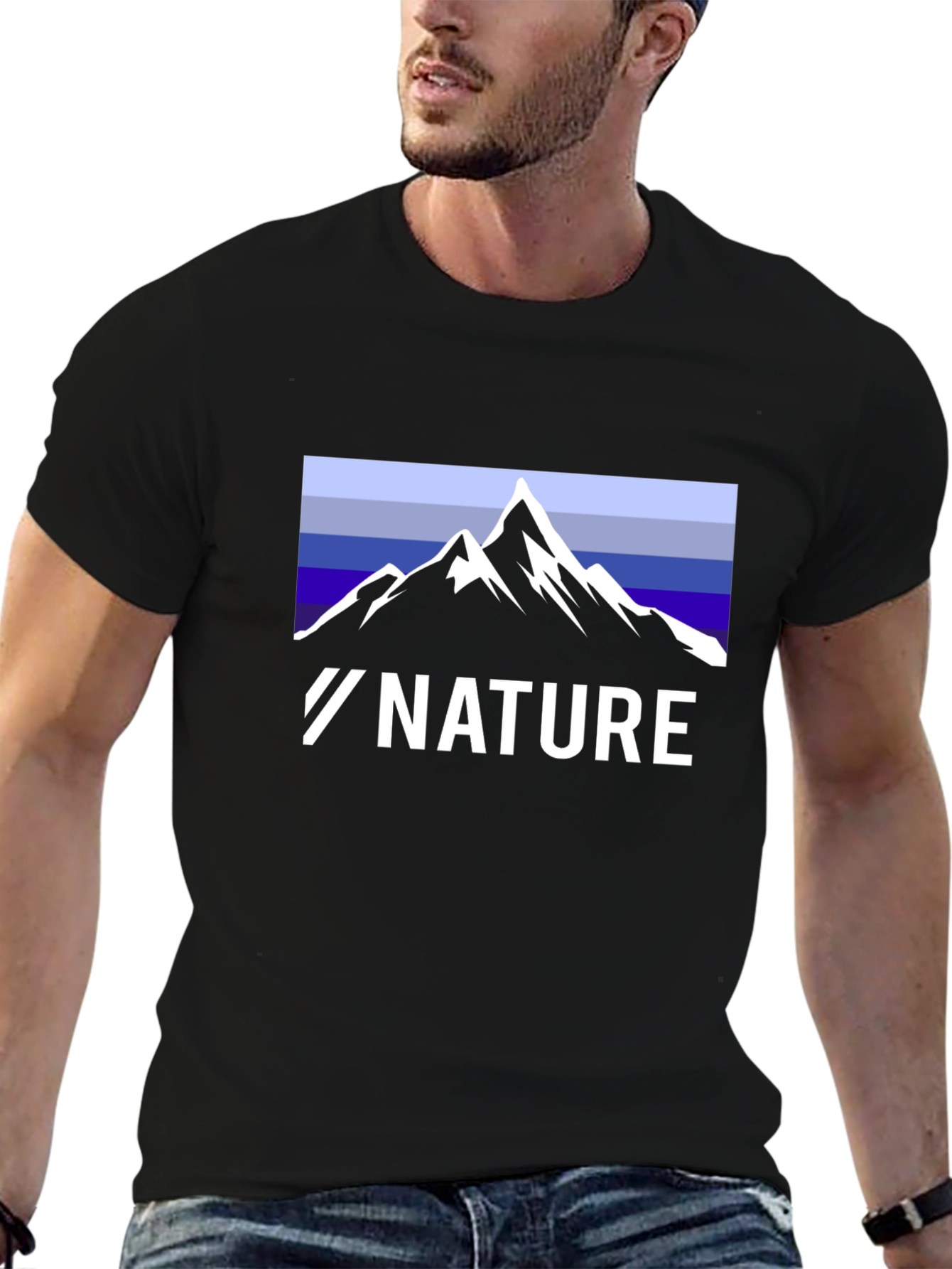 Nature Mountain Graphic Black T-Shirt