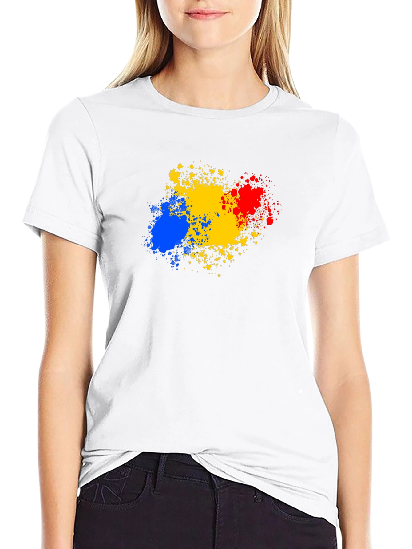 Abstract Splatter Tee - Black Cotton T-Shirt