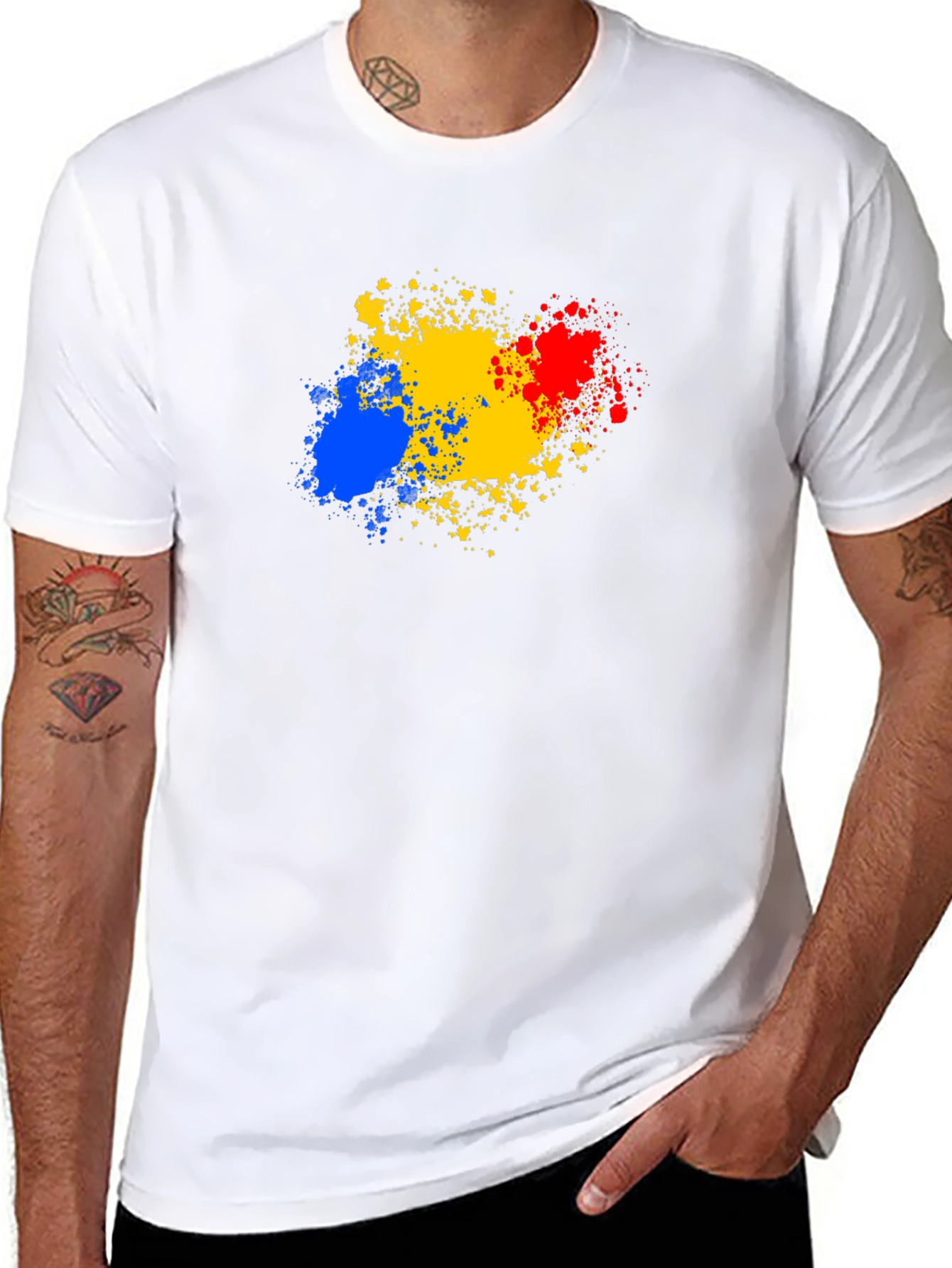 Abstract Splatter Tee - Black Cotton T-Shirt