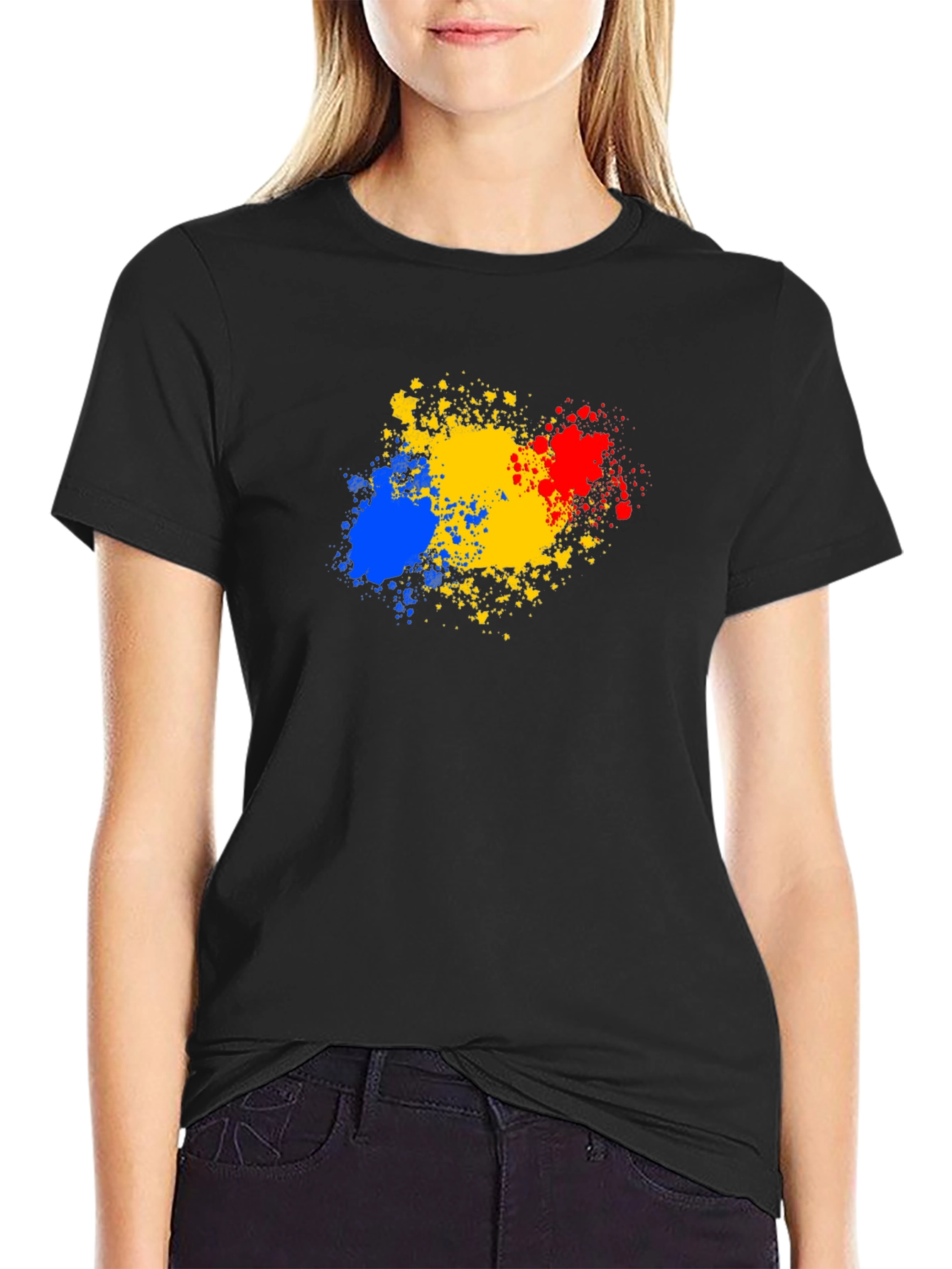 Abstract Splatter Tee - Black Cotton T-Shirt