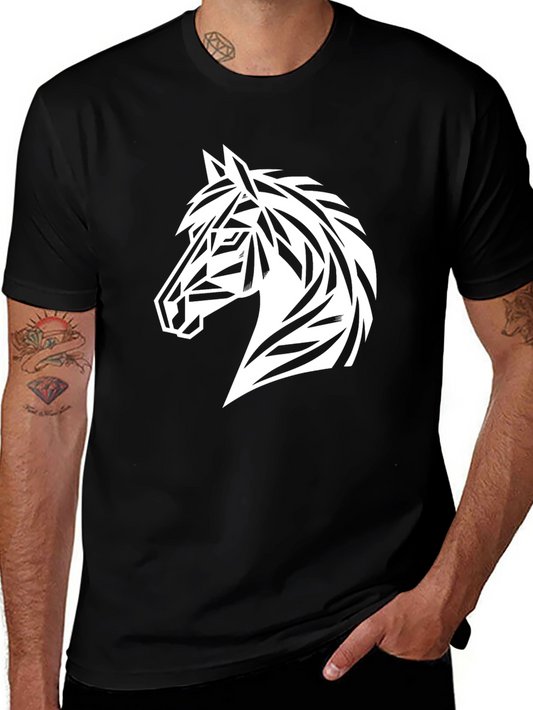 Geometric Horse Graphic Tee - Black
