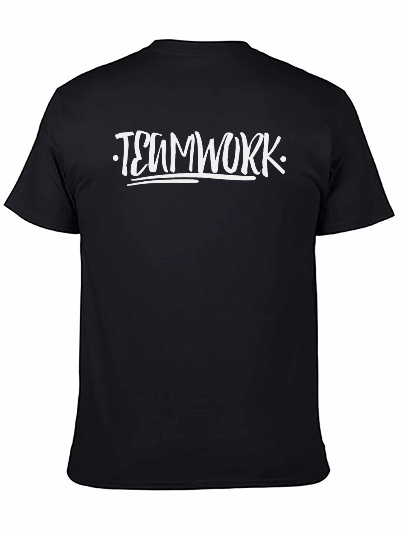 Teamwork T-Shirt Black Cotton Crew Neck Graphic Tee