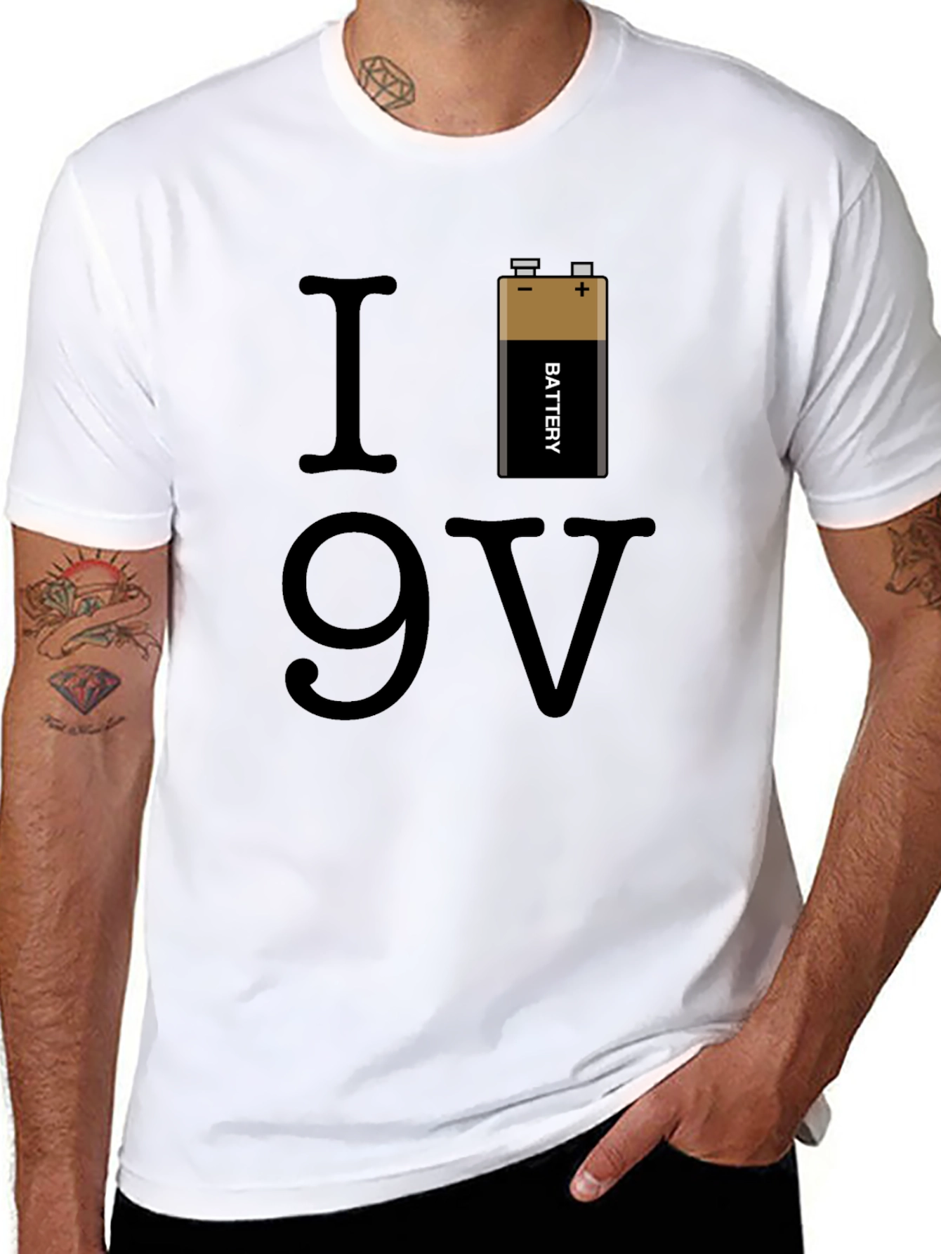I Love 9V Battery Graphic T-Shirt