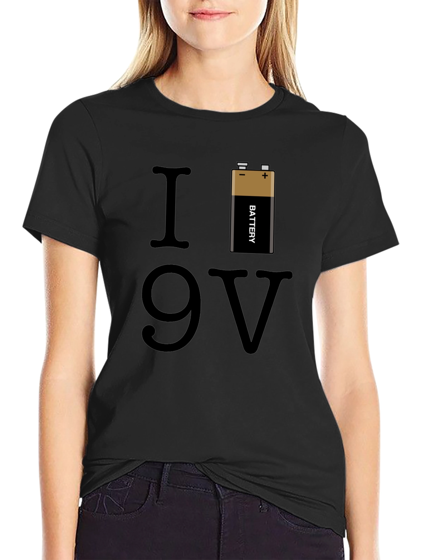 I Love 9V Battery Graphic T-Shirt