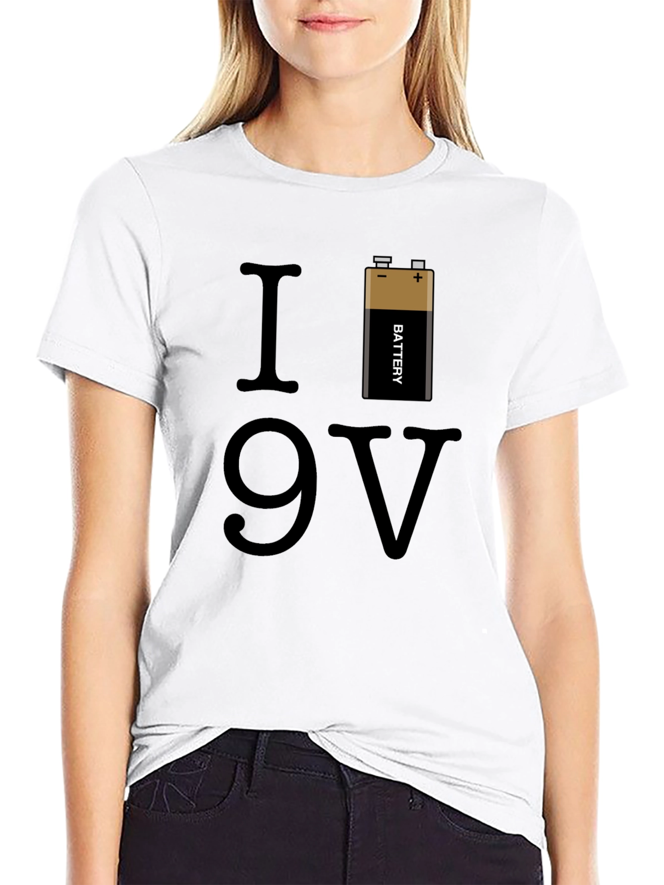 I Love 9V Battery Graphic T-Shirt