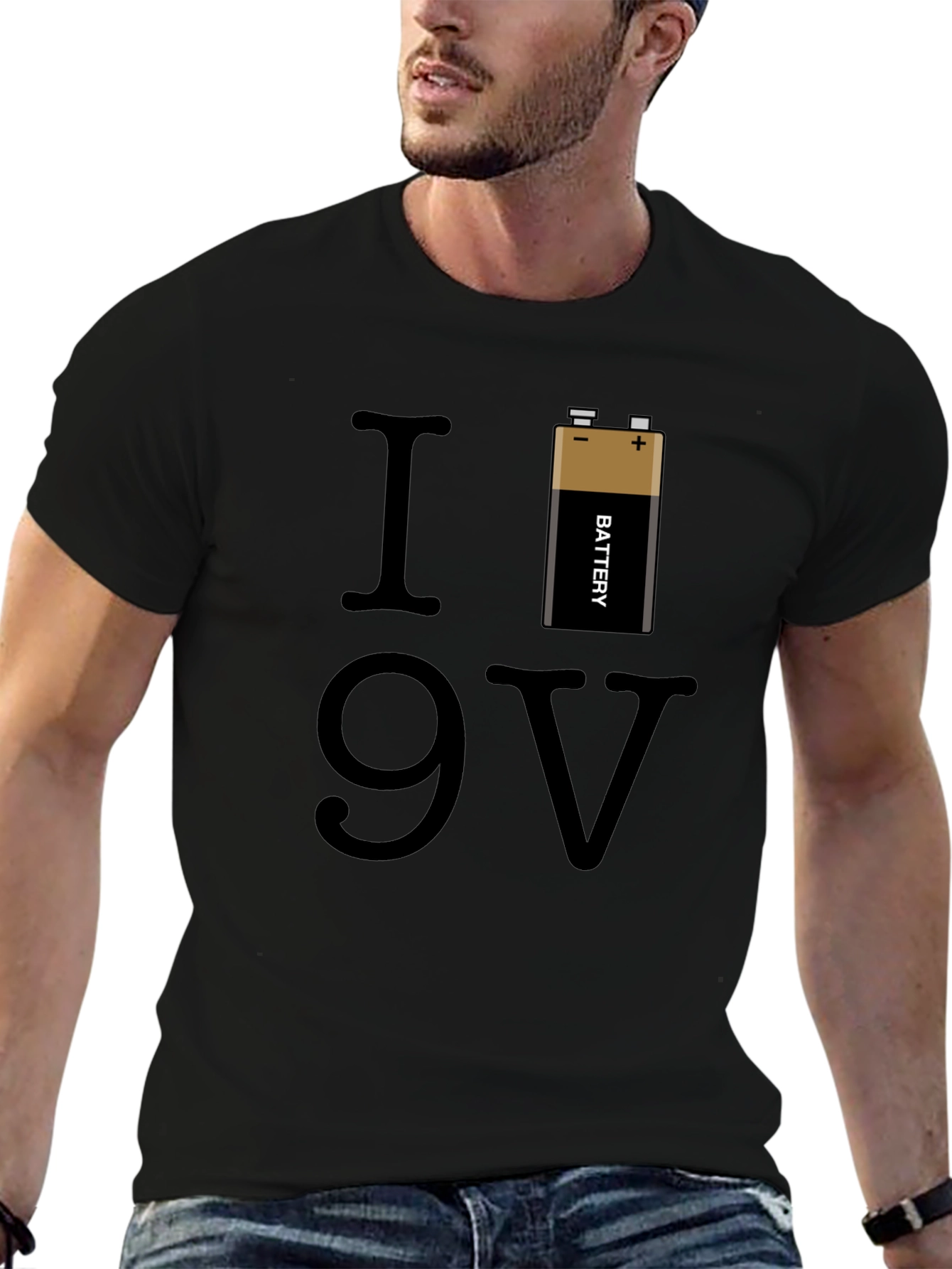 I Love 9V Battery Graphic T-Shirt