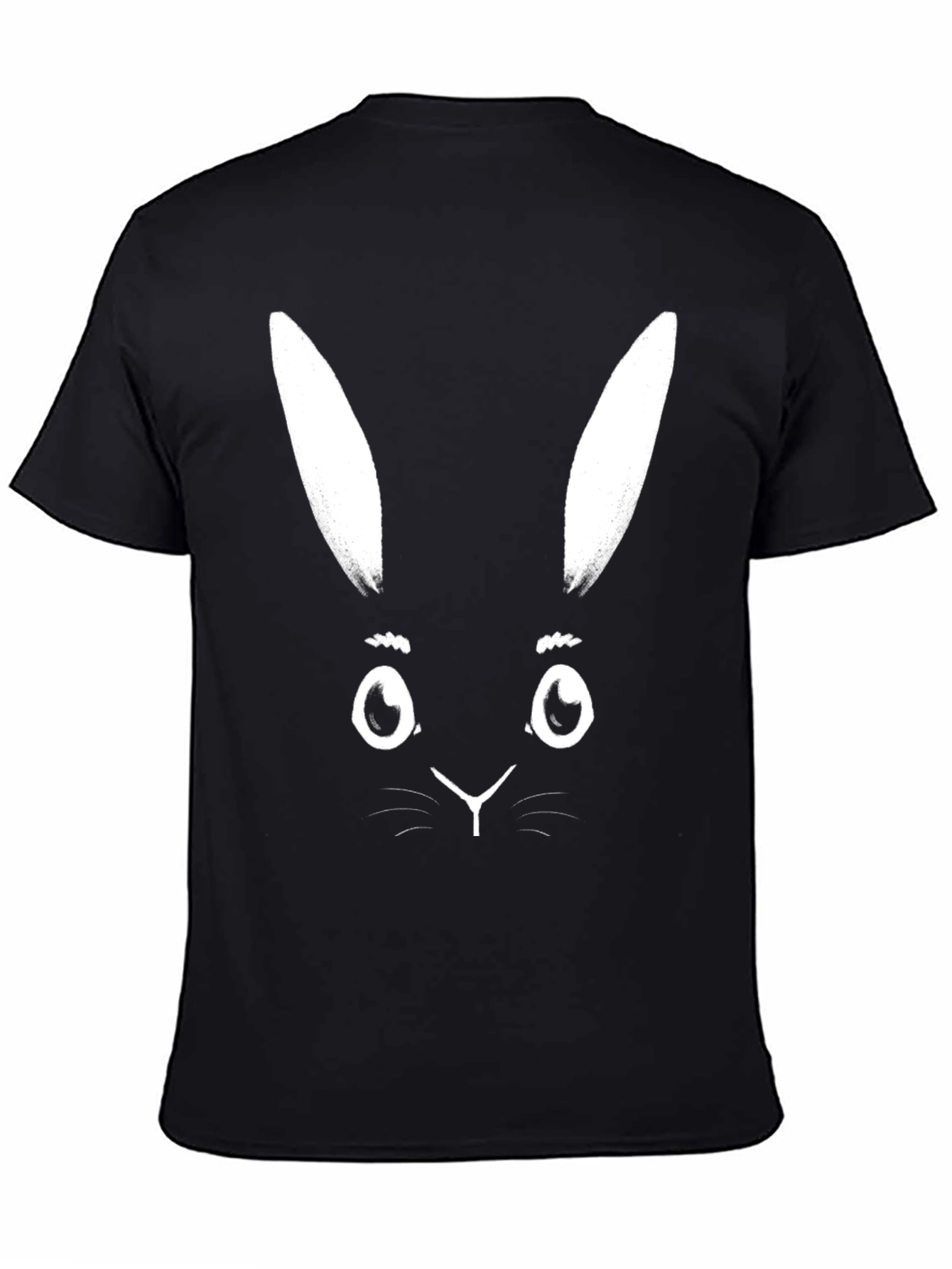 Black T-Shirt with White Bunny Face Graphic